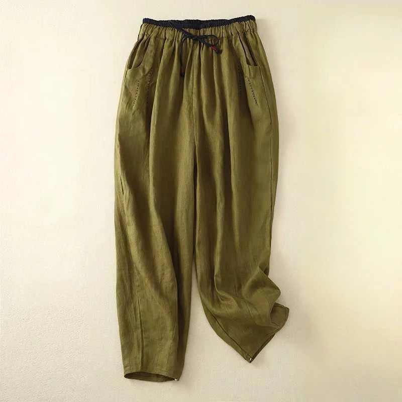 Remy | Unisex Linen Drawstring Harem Tapered Casual Trousers