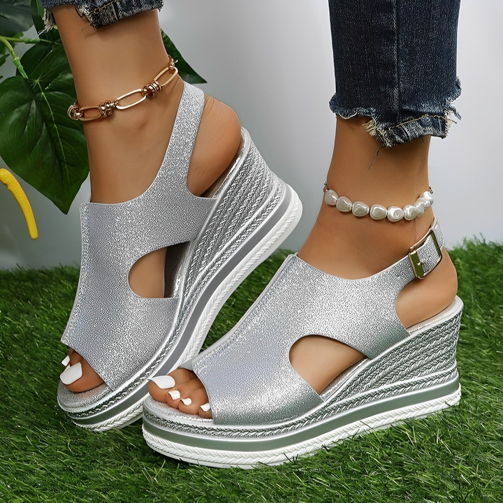 Reva | Women's Wedge Platform Peep-Toe Ankle Strap Sandals