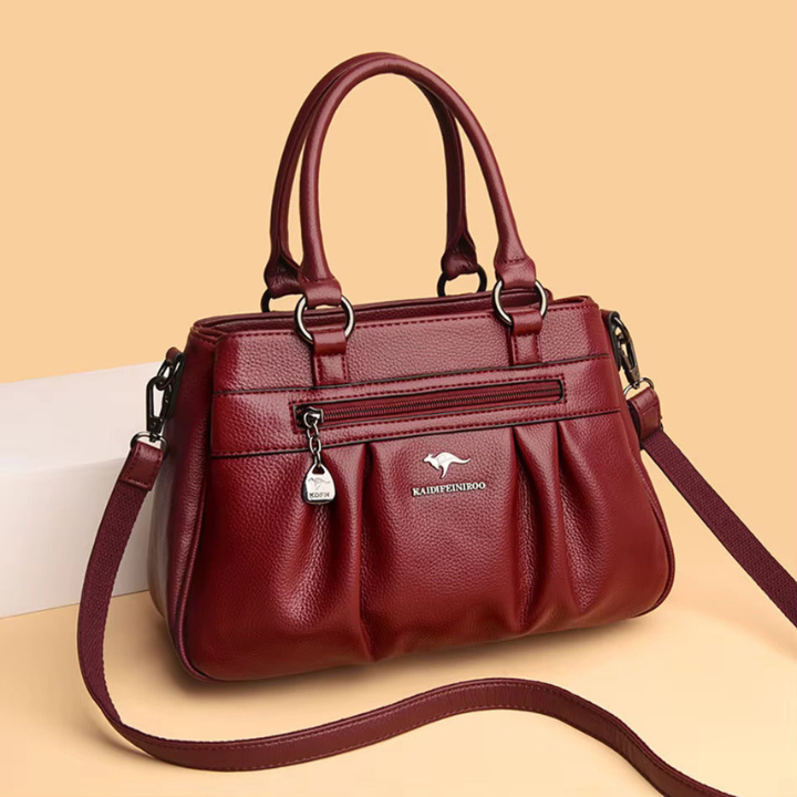 Romie | Women's Leather Ruched Zip-Front Handbag