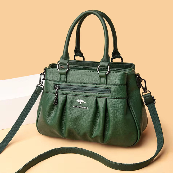 Romie | Women's Leather Ruched Zip-Front Handbag