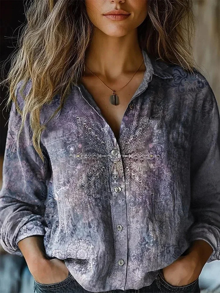 Roslyn | Women's Cotton Printed Button-Down Shirt