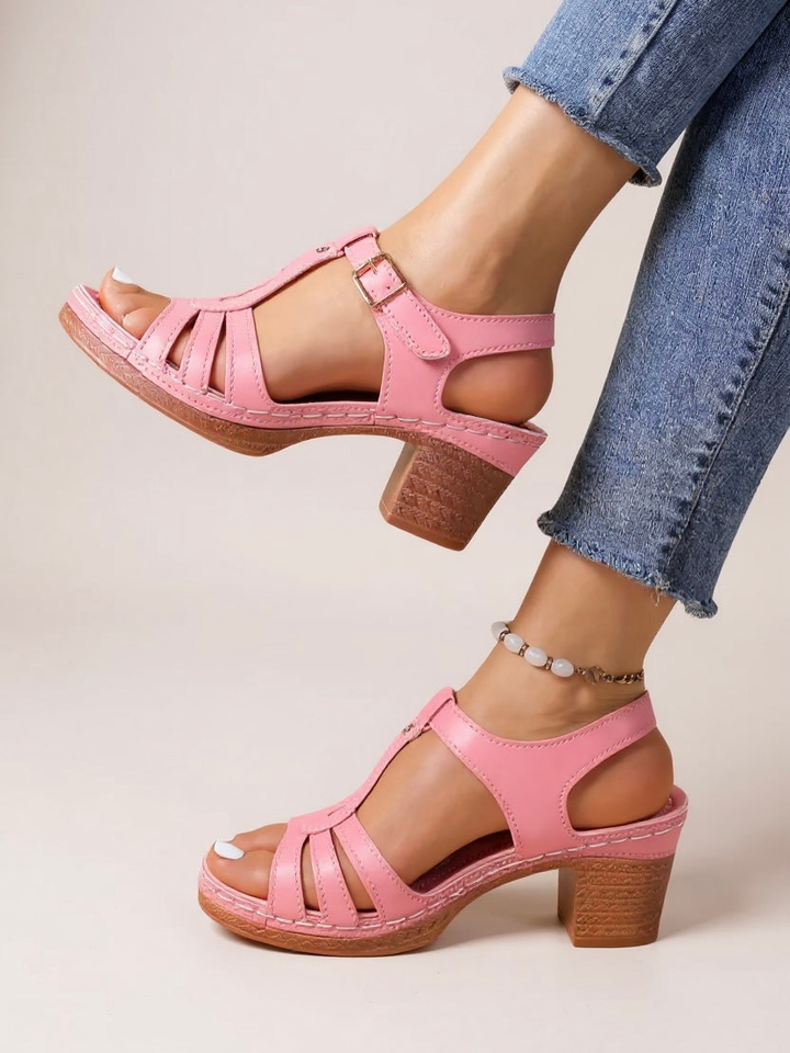 Roslyn | Women's Leather Strappy Block Heel Sandals