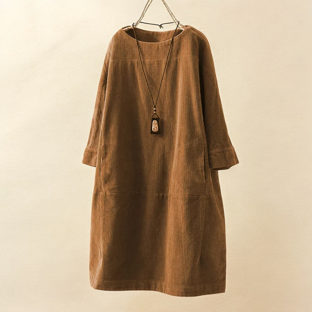 Rowan | Women's Corduroy Relaxed Pocket Midi Dress