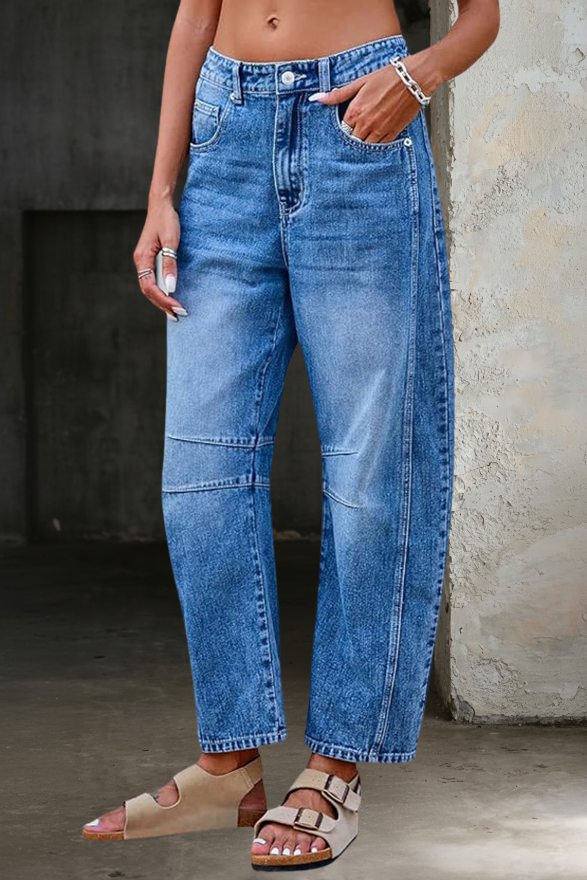 Rowe | Women's Denim Barrel-Leg Panel Seam Jeans