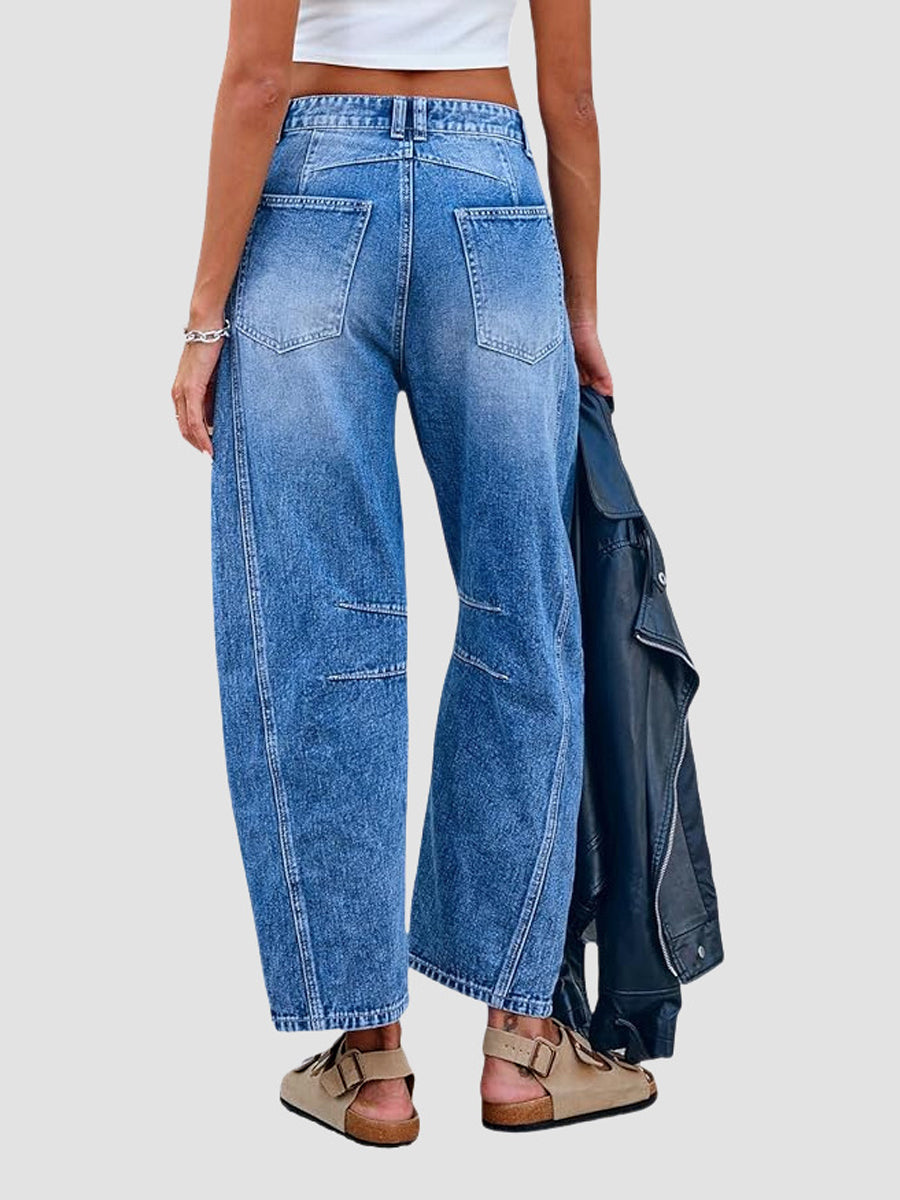 Rowe | Women's Denim Barrel-Leg Panel Seam Jeans