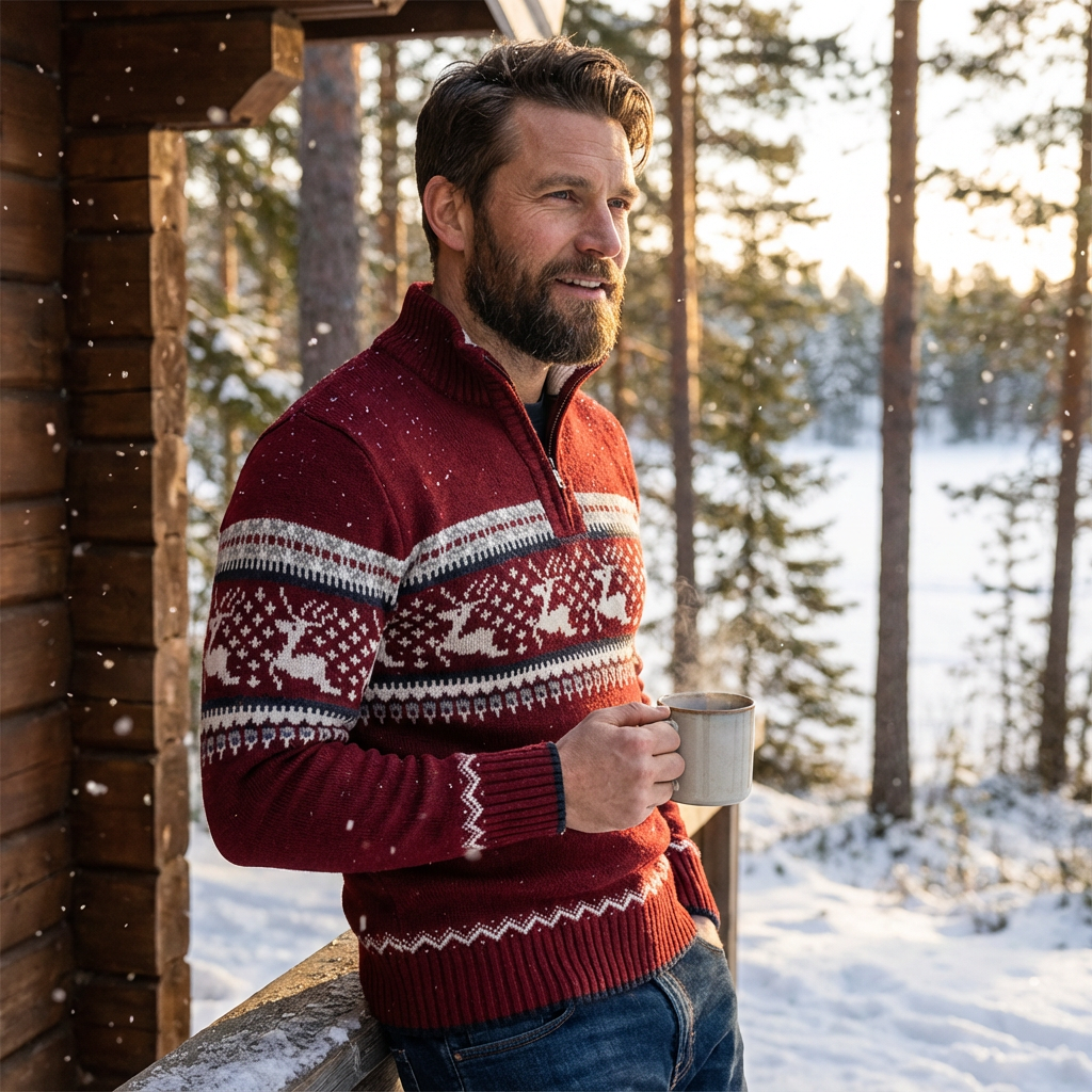 Roy | Men's Half-Zip Fair Isle Sweater