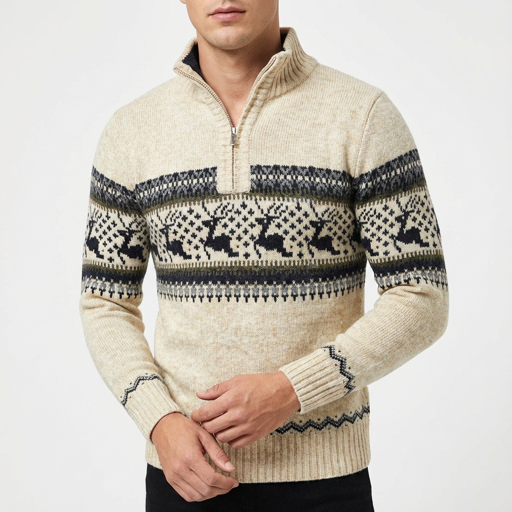 Roy | Men's Half-Zip Fair Isle Sweater