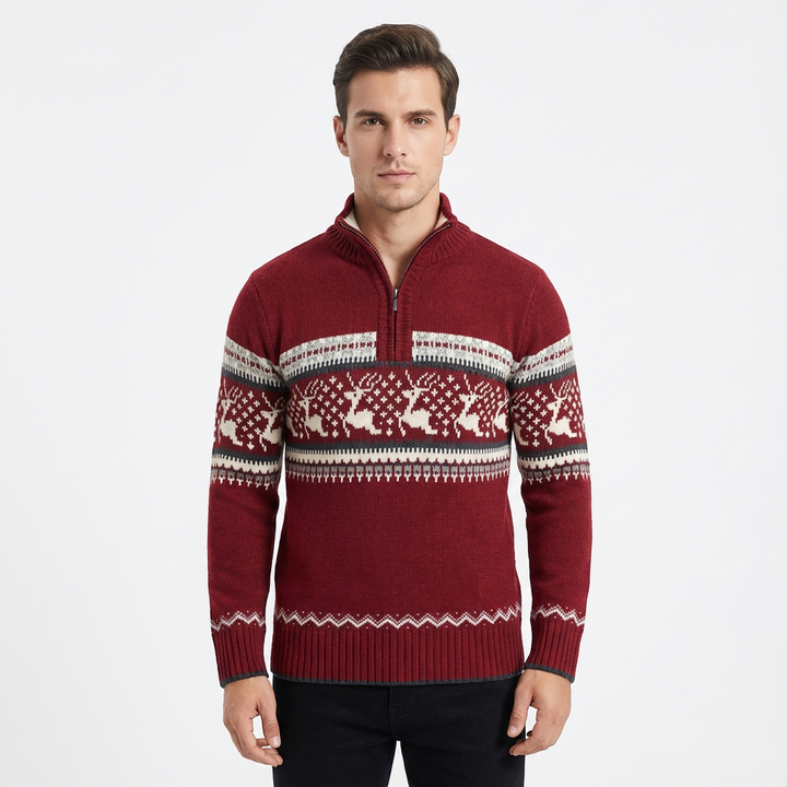 Roy | Men's Half-Zip Fair Isle Sweater