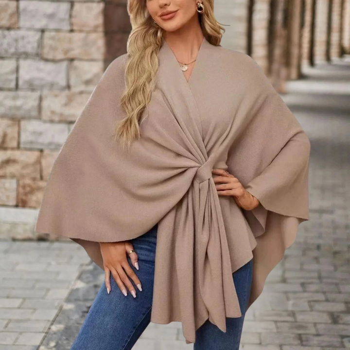 Runa | Women's Lightweight Knot-Front Batwing Wrap Poncho Top