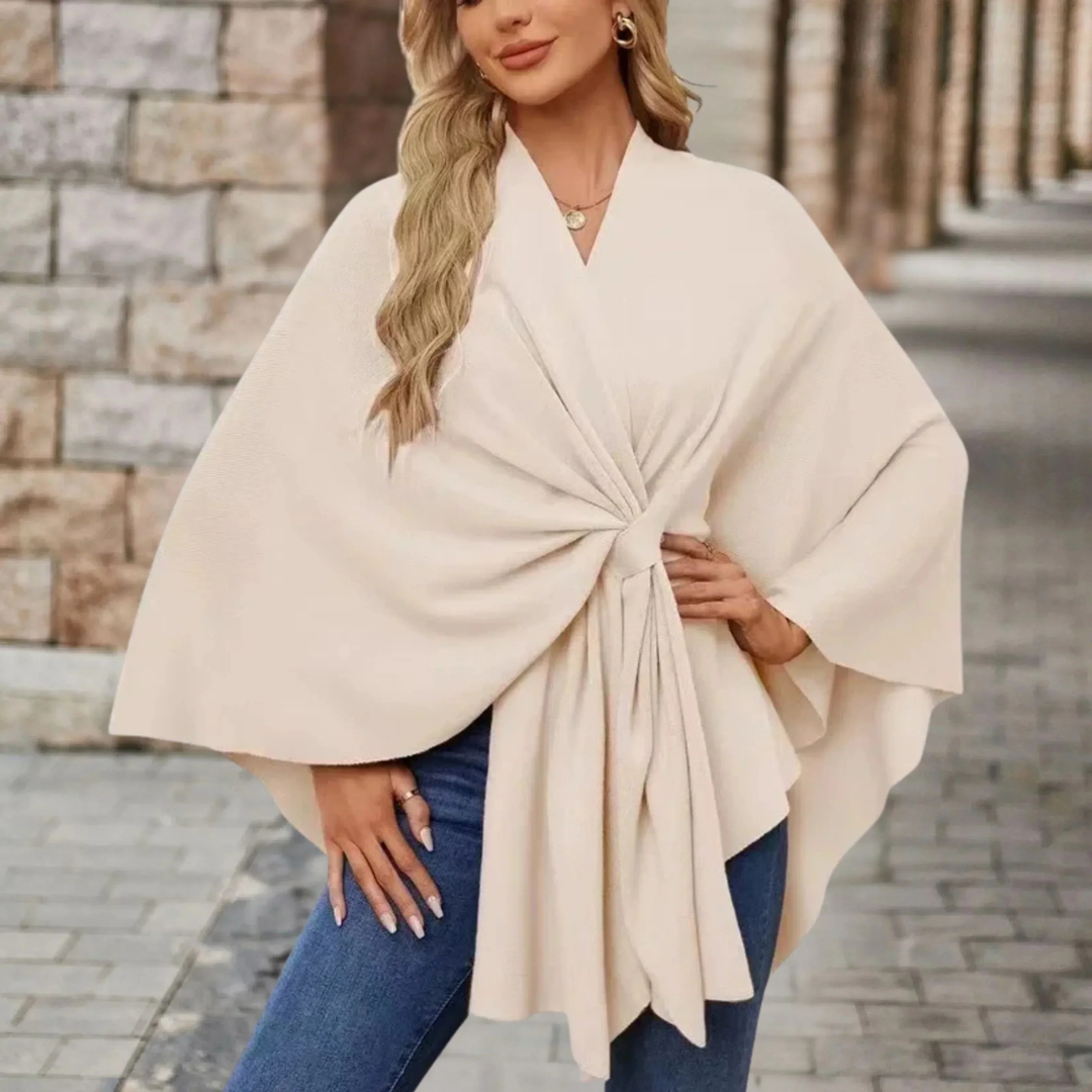 Runa | Women's Lightweight Knot-Front Batwing Wrap Poncho Top