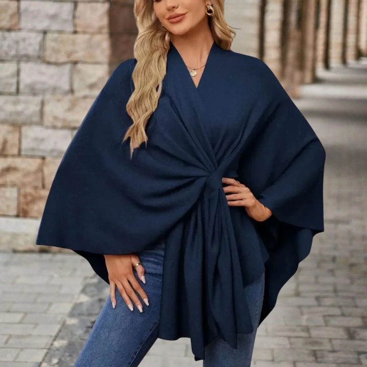 Runa | Women's Lightweight Knot-Front Batwing Wrap Poncho Top