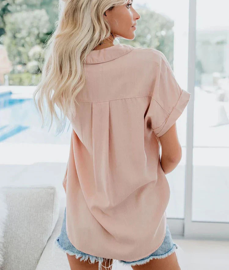 Sable | Women's Cotton Relaxed Button-Down Short Sleeve Shirt
