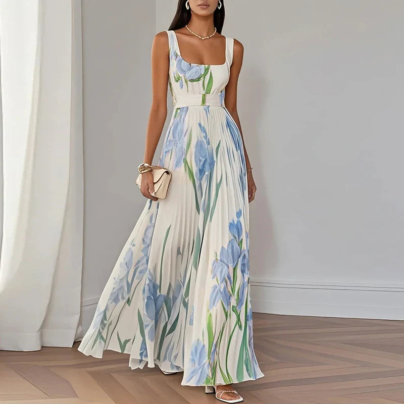 Leona's Iris Grace | Square Neck Pleated Dress