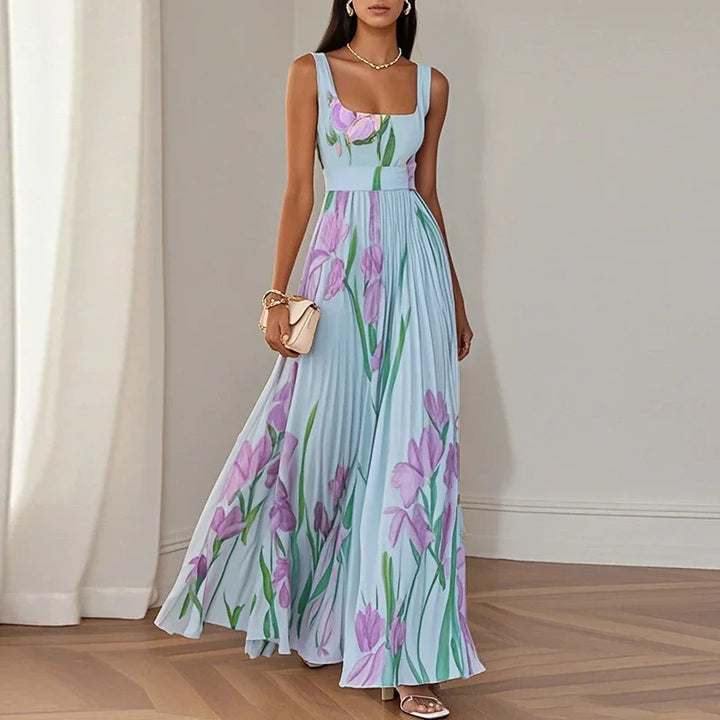 Leona's Iris Grace | Square Neck Pleated Dress