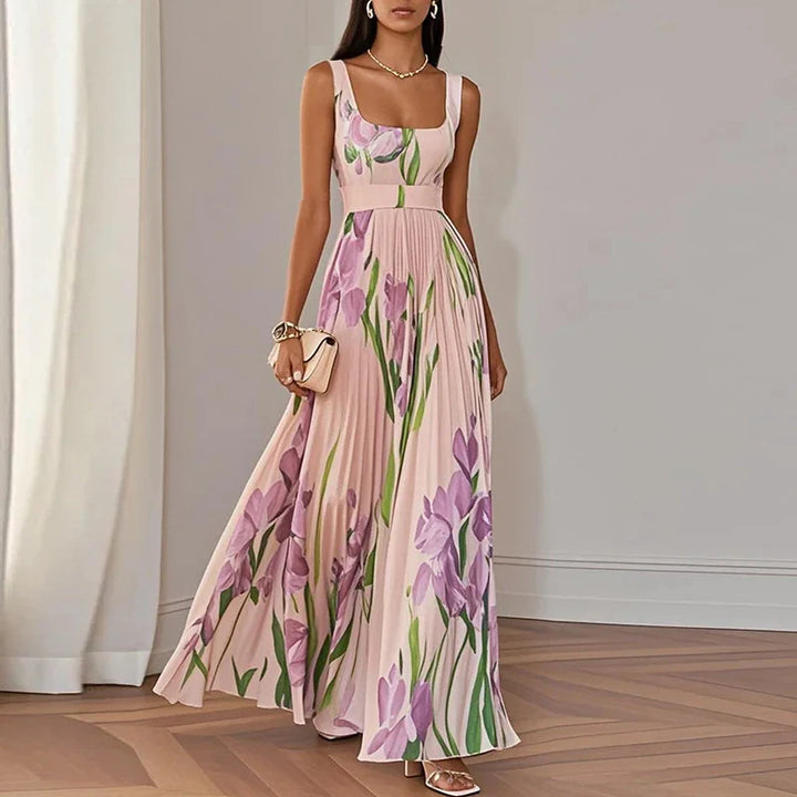 Leona's Iris Grace | Square Neck Pleated Dress