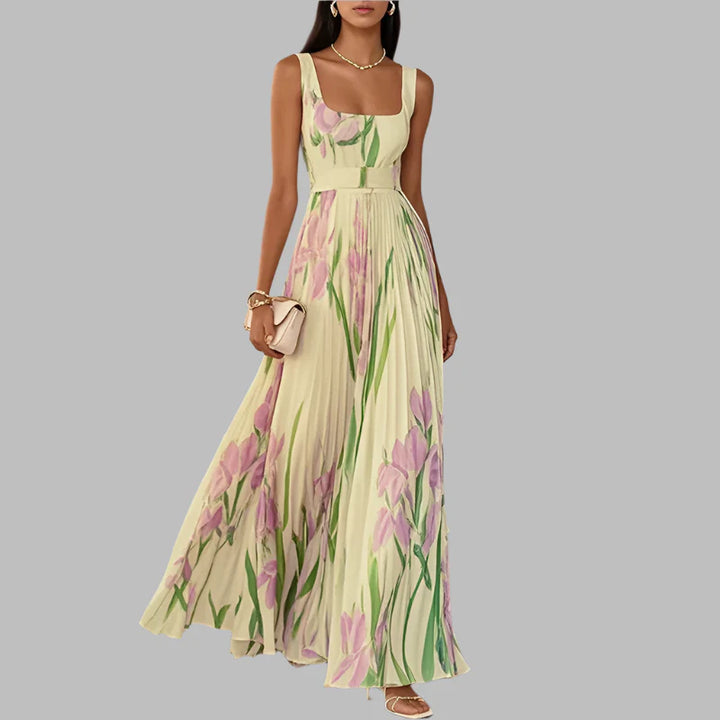 Leona's Iris Grace | Square Neck Pleated Dress