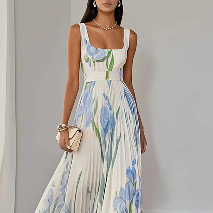 Leona's Iris Grace | Square Neck Pleated Dress