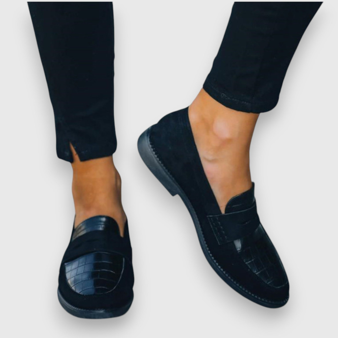 Sanne | Men's Leather Croc-Embossed Flat Loafers