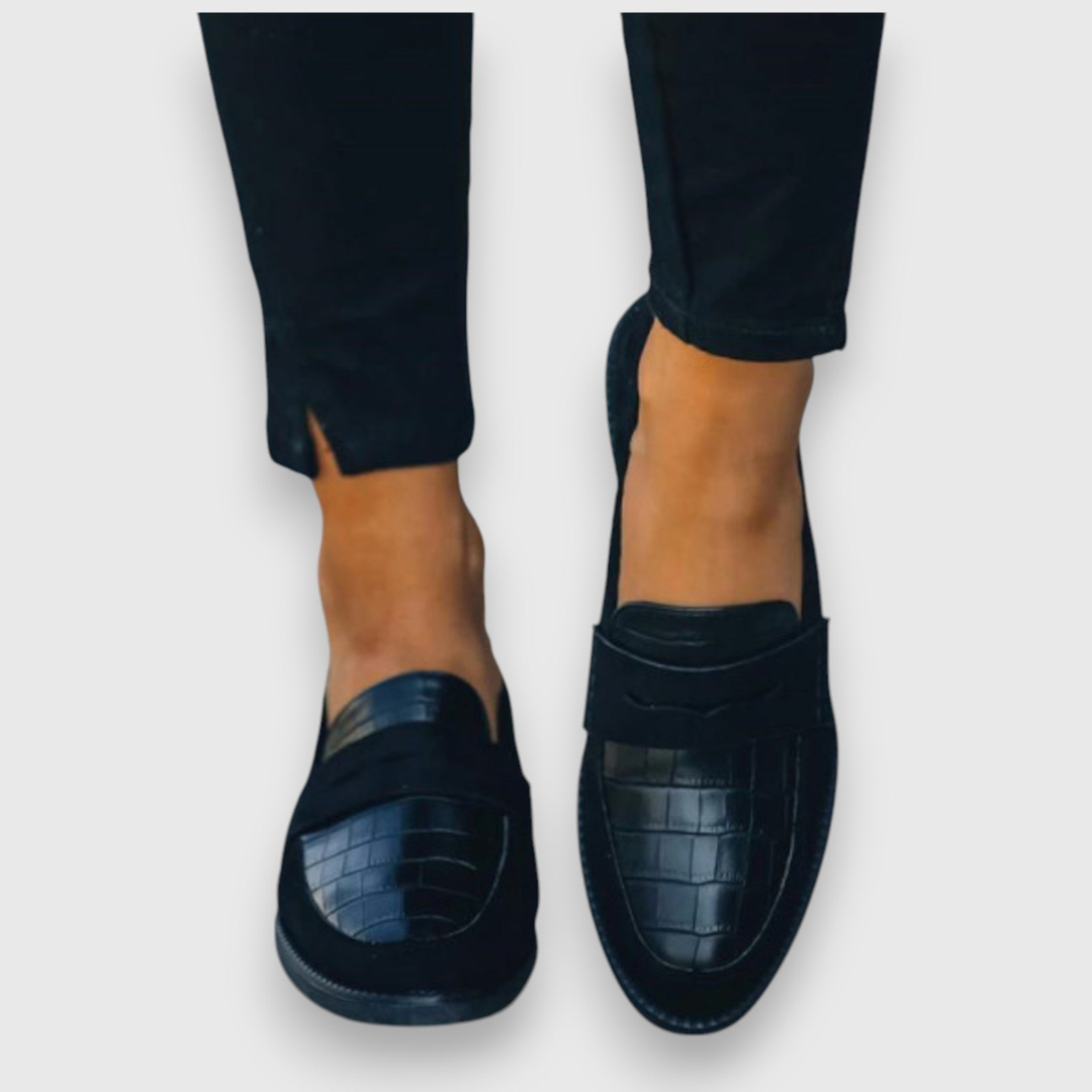 Sanne | Men's Leather Croc-Embossed Flat Loafers