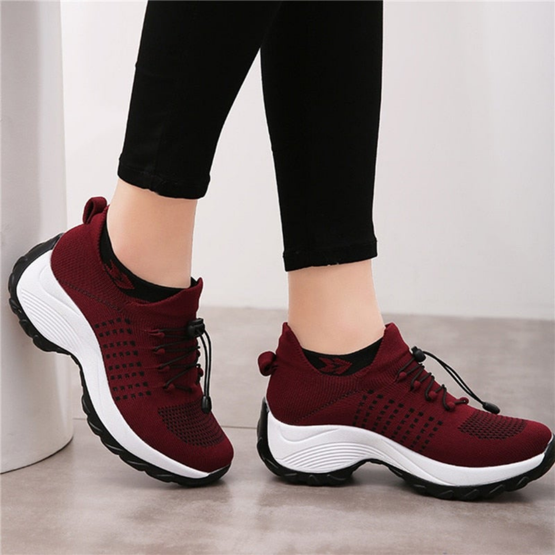 Sanne | Women's Breathable Mesh Platform Lace-Up Sneakers