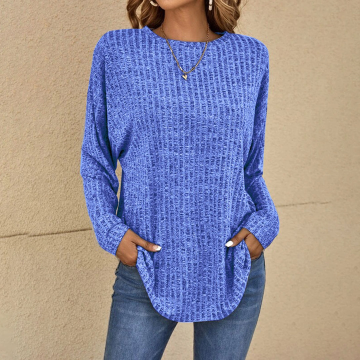 Sanne | Women's Cotton-Blend Ribbed Knit Crewneck Sweater