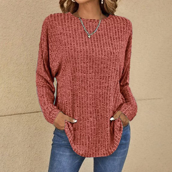 Sanne | Women's Cotton-Blend Ribbed Knit Crewneck Sweater