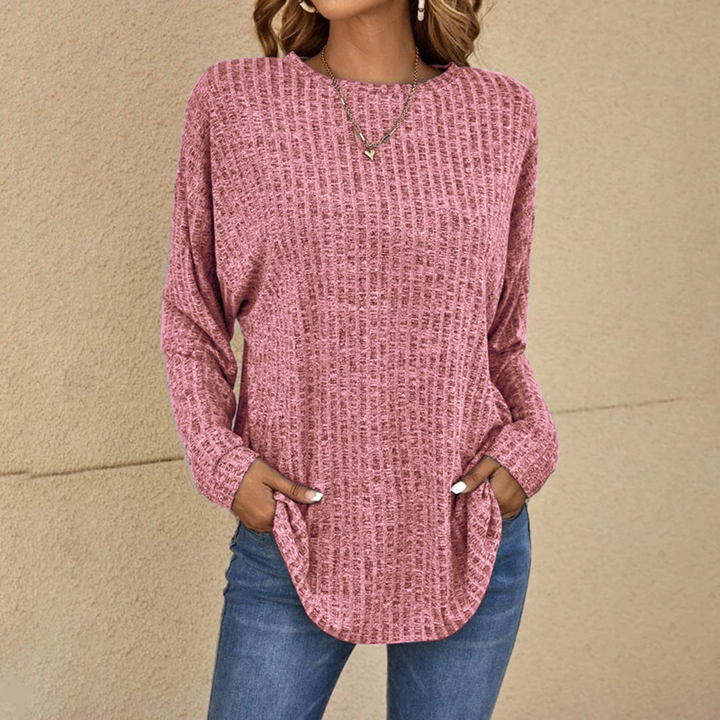Sanne | Women's Cotton-Blend Ribbed Knit Crewneck Sweater