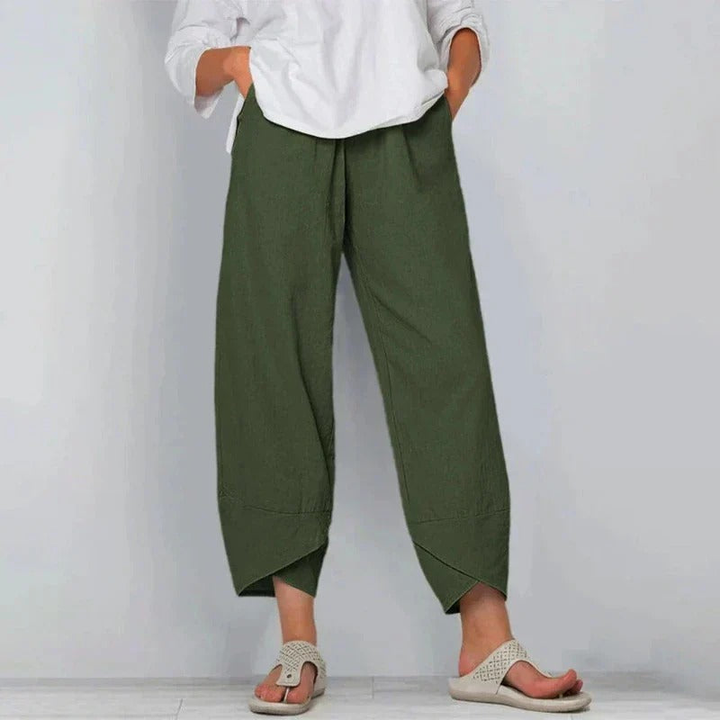 Sanne | Women's Linen Relaxed Tapered Ankle Trouser
