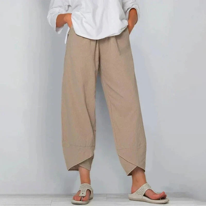 Sanne | Women's Linen Relaxed Tapered Ankle Trouser