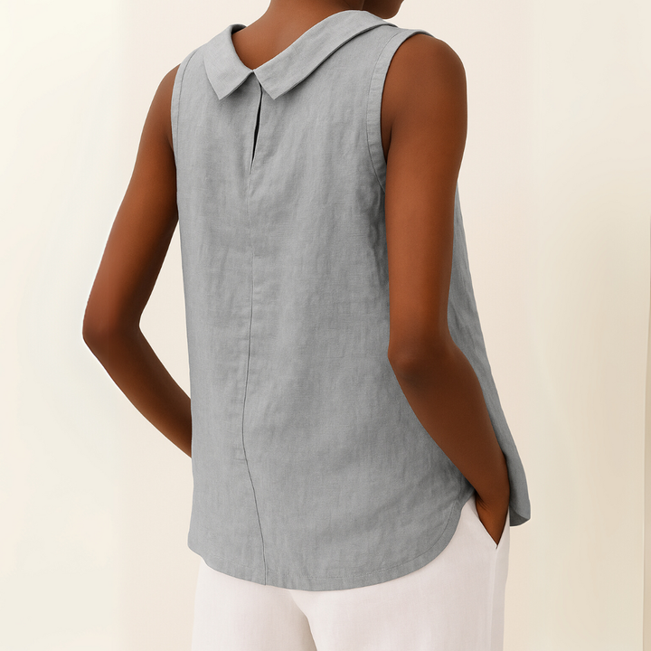 Sanne | Women's Linen Sleeveless Mock-Neck Tank Top