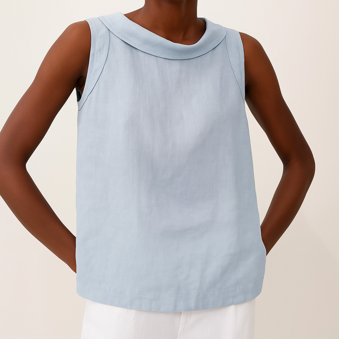 Sanne | Women's Linen Sleeveless Mock-Neck Tank Top