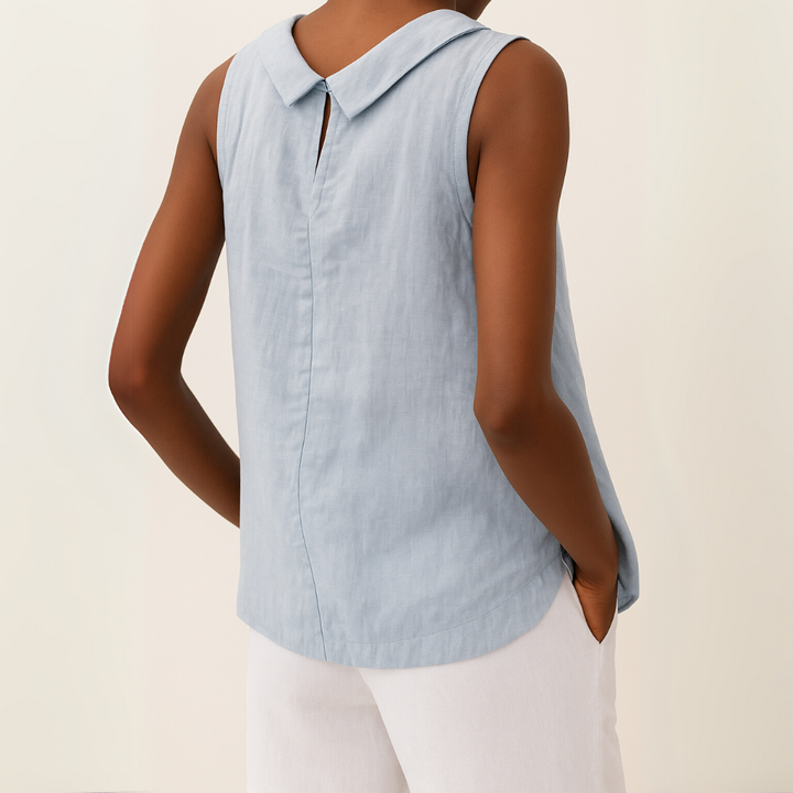 Sanne | Women's Linen Sleeveless Mock-Neck Tank Top