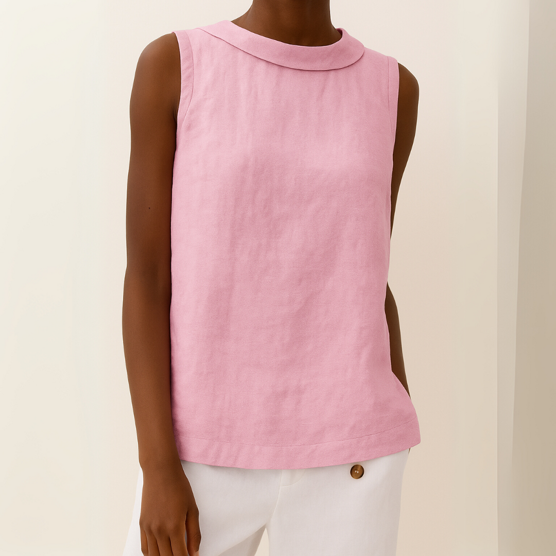 Sanne | Women's Linen Sleeveless Mock-Neck Tank Top