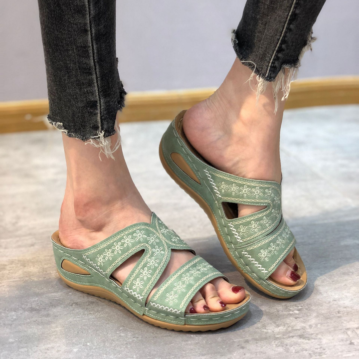 Sanne | Women's Orthopaedic Cut-Out Wedge Slide Sandals