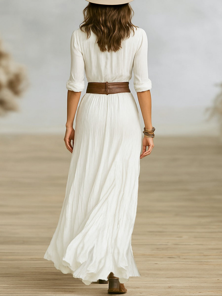 Savannah | Women's Cotton Gauze Ruched Button Down Maxi Dress