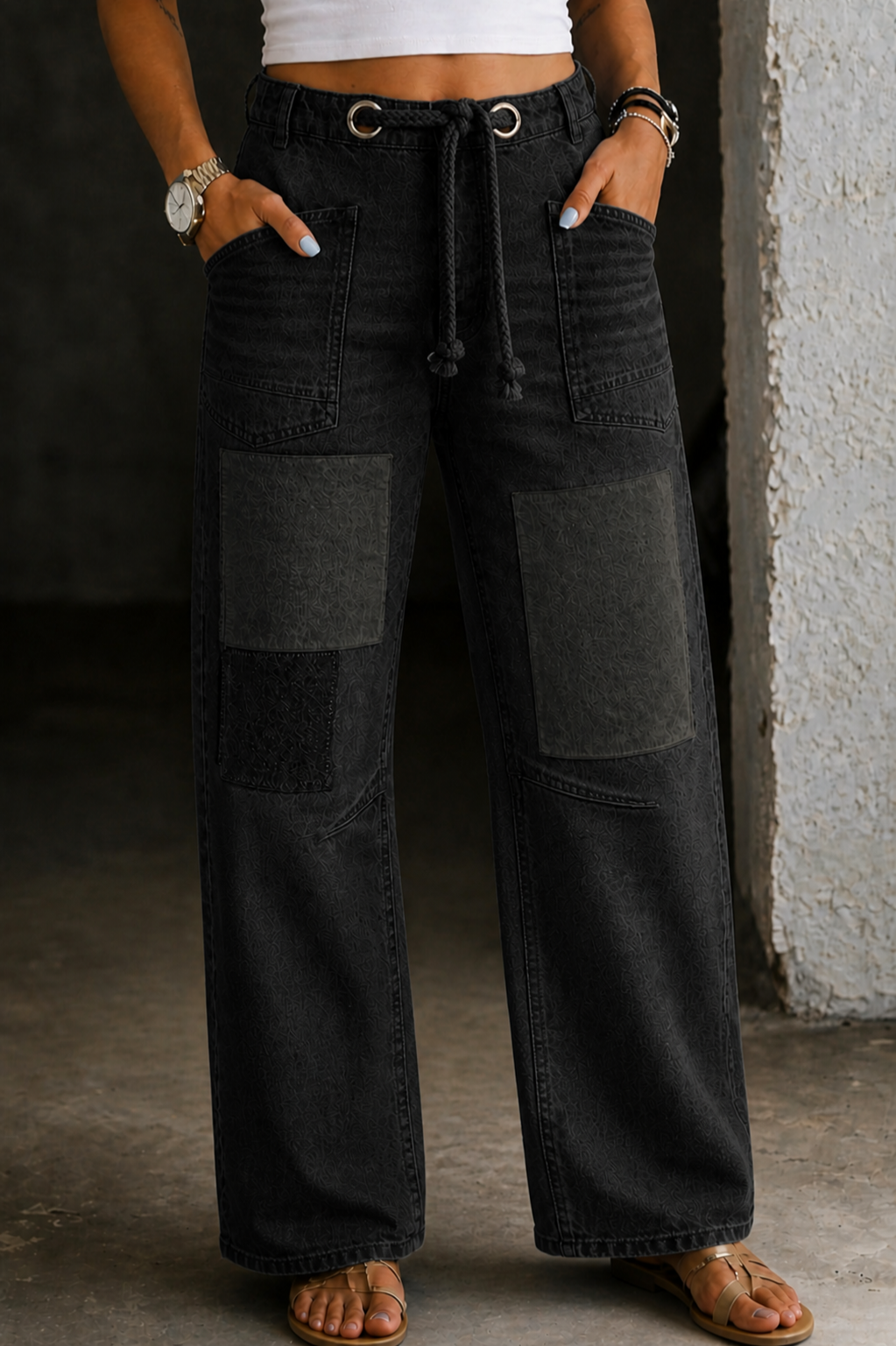 Scout | Women's Denim Patchwork Wide-Leg Jeans