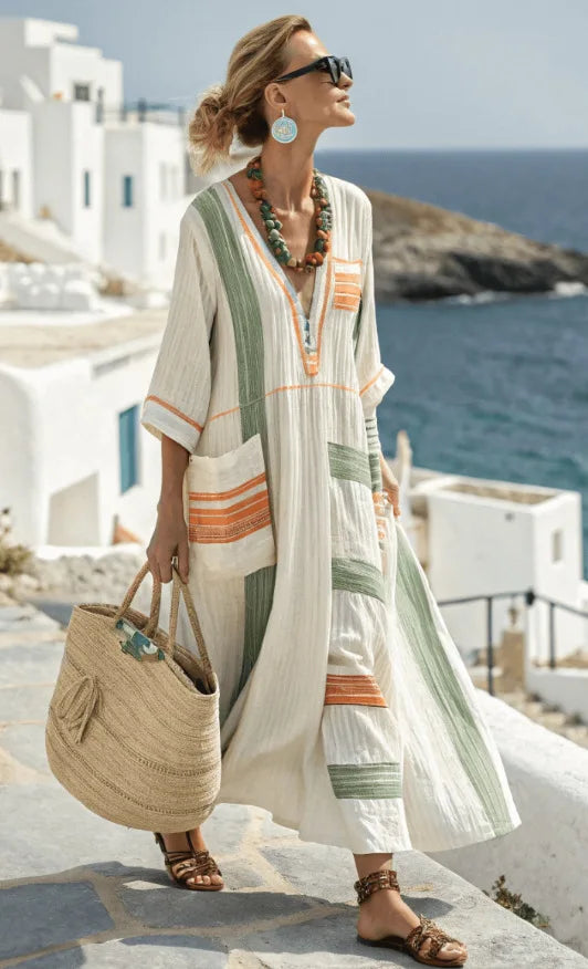 Calista's Coastal Lines | Striped Maxi Dress