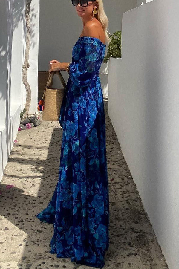 Seraphina | Women's Chiffon Floral Off-Shoulder Smocked Maxi Dress