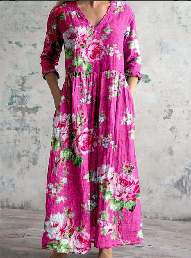 Seraphine | Women's Chiffon Floral V-Neck Maxi Dress