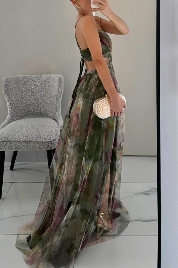 Seraphine | Women's Chiffon Print Wrap V-Neck Maxi Dress Elegant