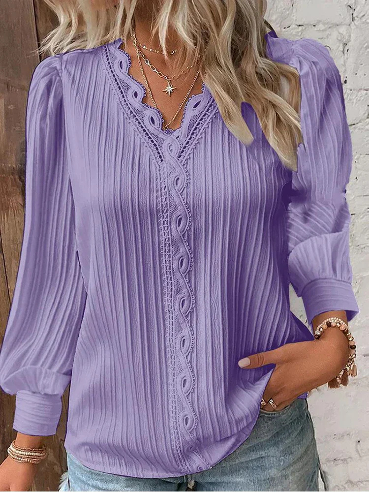 Seraphine | Women's Cotton Lace-Trim V-Neck Blouse