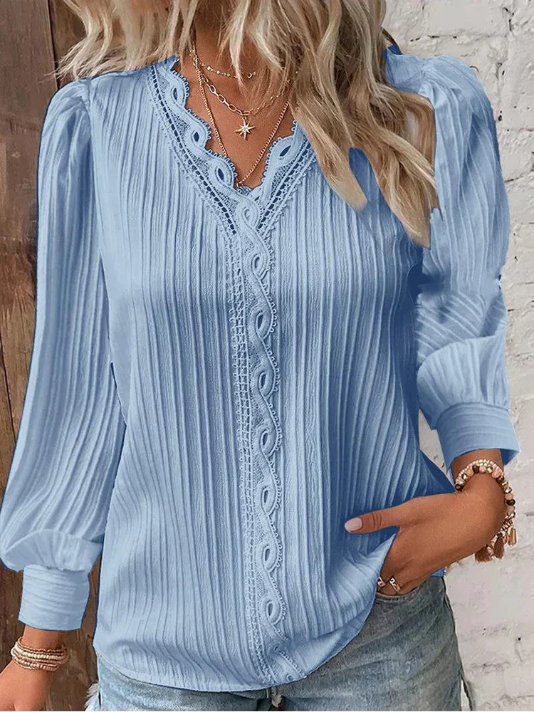 Seraphine | Women's Cotton Lace-Trim V-Neck Blouse