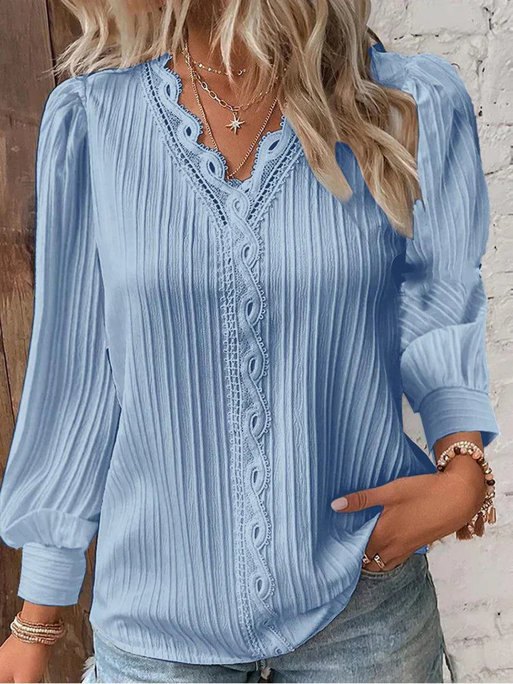 Seraphine | Women's Cotton Lace-Trim V-Neck Blouse