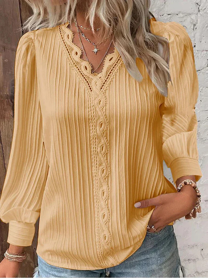 Seraphine | Women's Cotton Lace-Trim V-Neck Blouse