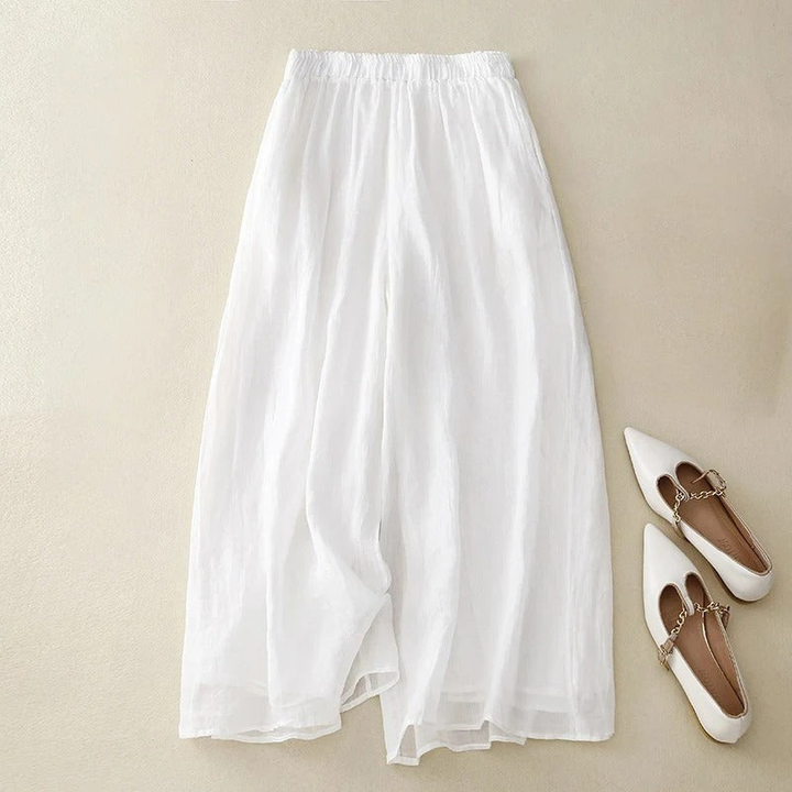 Sienna | Women's Linen Elastic Waist Wide-Leg Culottes