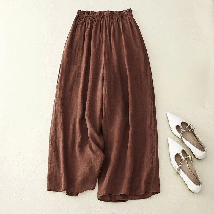 Sienna | Women's Linen Elastic Waist Wide-Leg Culottes