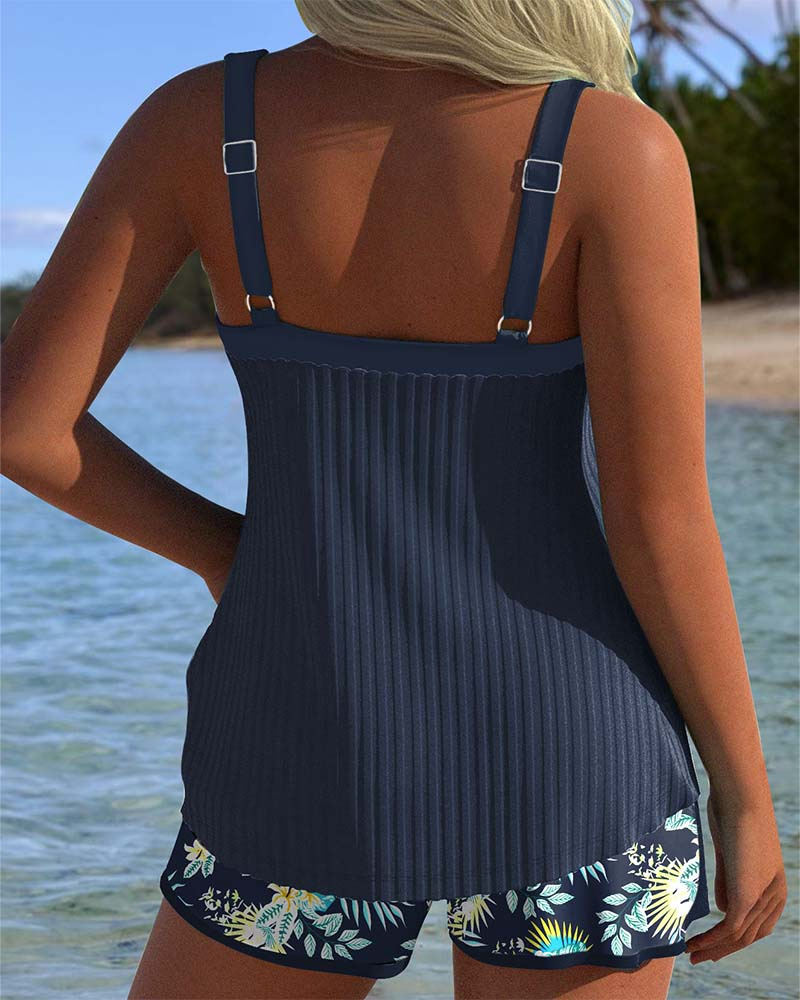 Sienna | Women's Textured Tankini Two-Piece Swimsuit Set