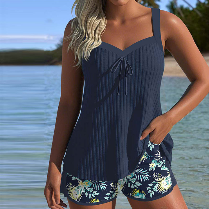 Sienna | Women's Textured Tankini Two-Piece Swimsuit Set