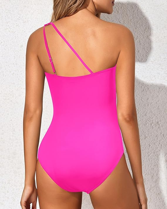Sloane | Women's Compression Ruched One-Shoulder One-Piece Swimsuit