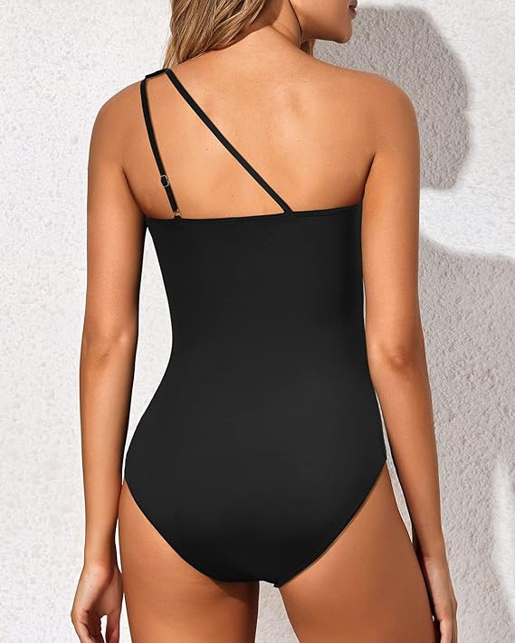 Sloane | Women's Compression Ruched One-Shoulder One-Piece Swimsuit